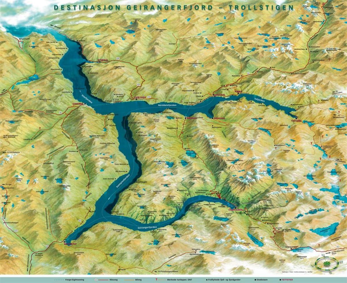 kartta geiranger, Norja
