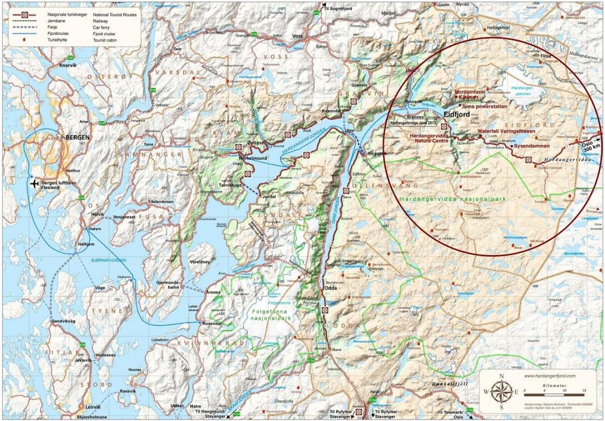 hardangerfjord Norja kartta