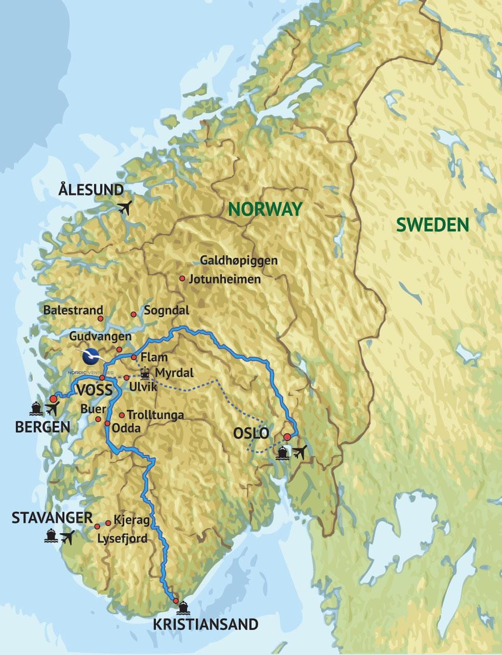 Kartta länsi-Norja
