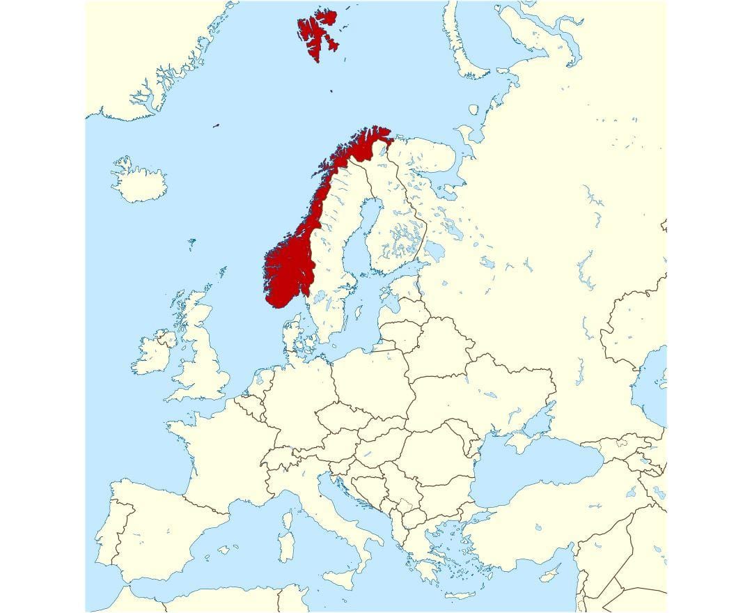 Norjan sijainti kartalla