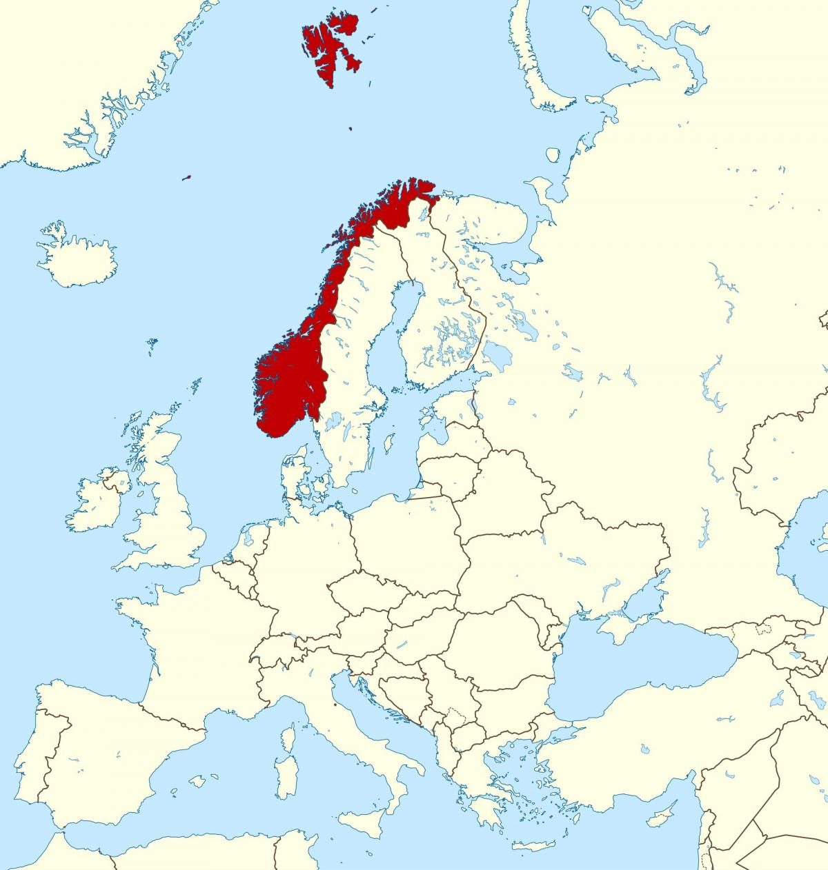 kartta Norja ja eurooppa