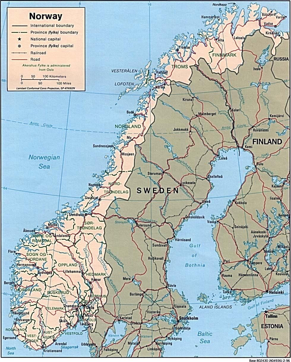Kartta Norjan leveyttä