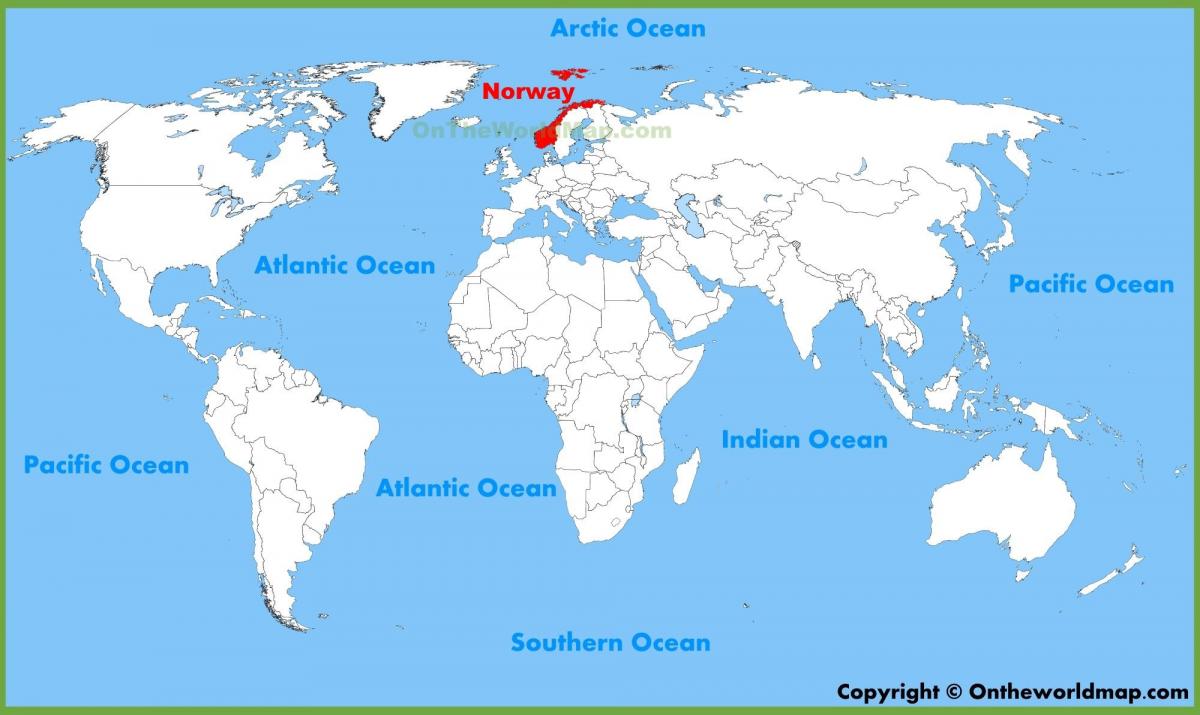 maailman kartta osoittaa Norja