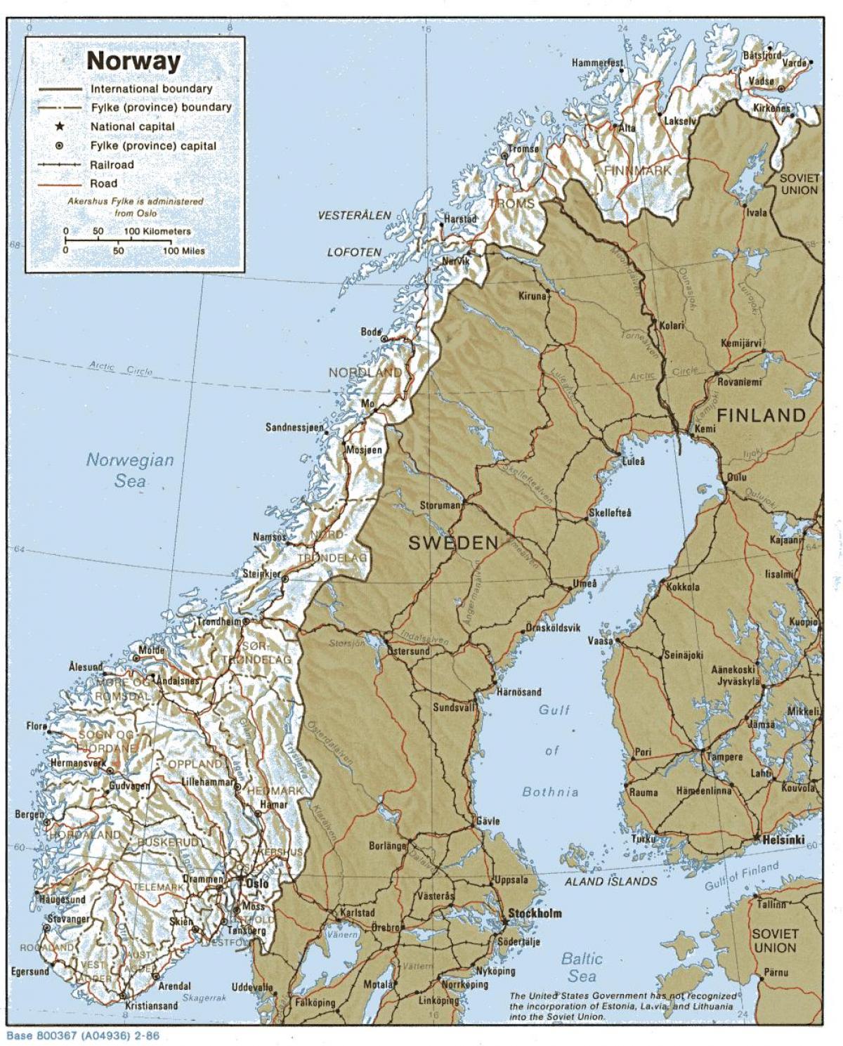 Norjan maantiede map - Maantieteellinen kartta Norja (Pohjois-Eurooppa -  Eurooppa)