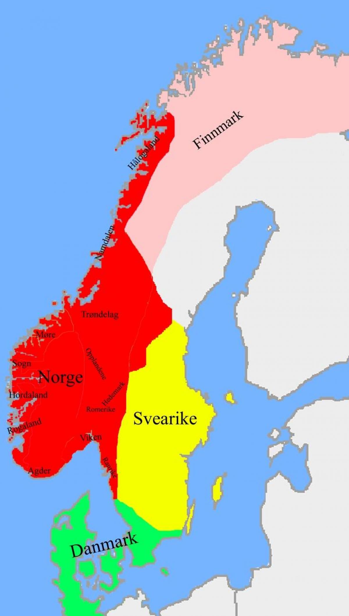 Norja rajat kartta - Kartta Norjan rajojen (Pohjois-Eurooppa - Eurooppa)