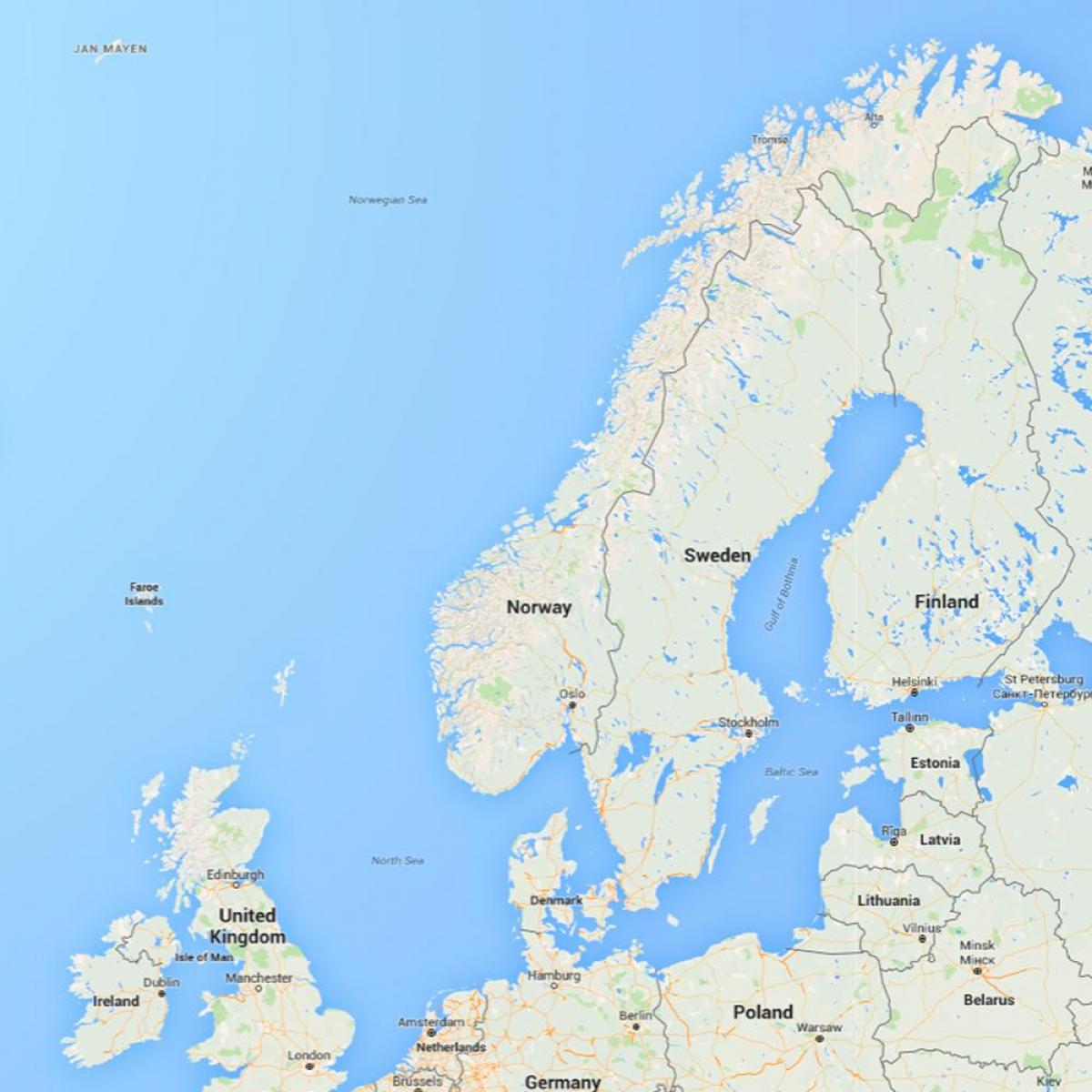 Norjan rannikko kartta