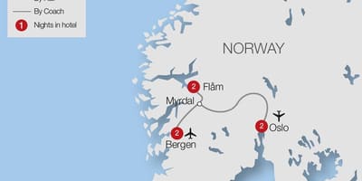 Kartta flam railway Norja