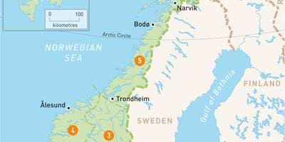 Kartta Norjan alueilla