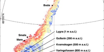 Norja lämpötila kartta